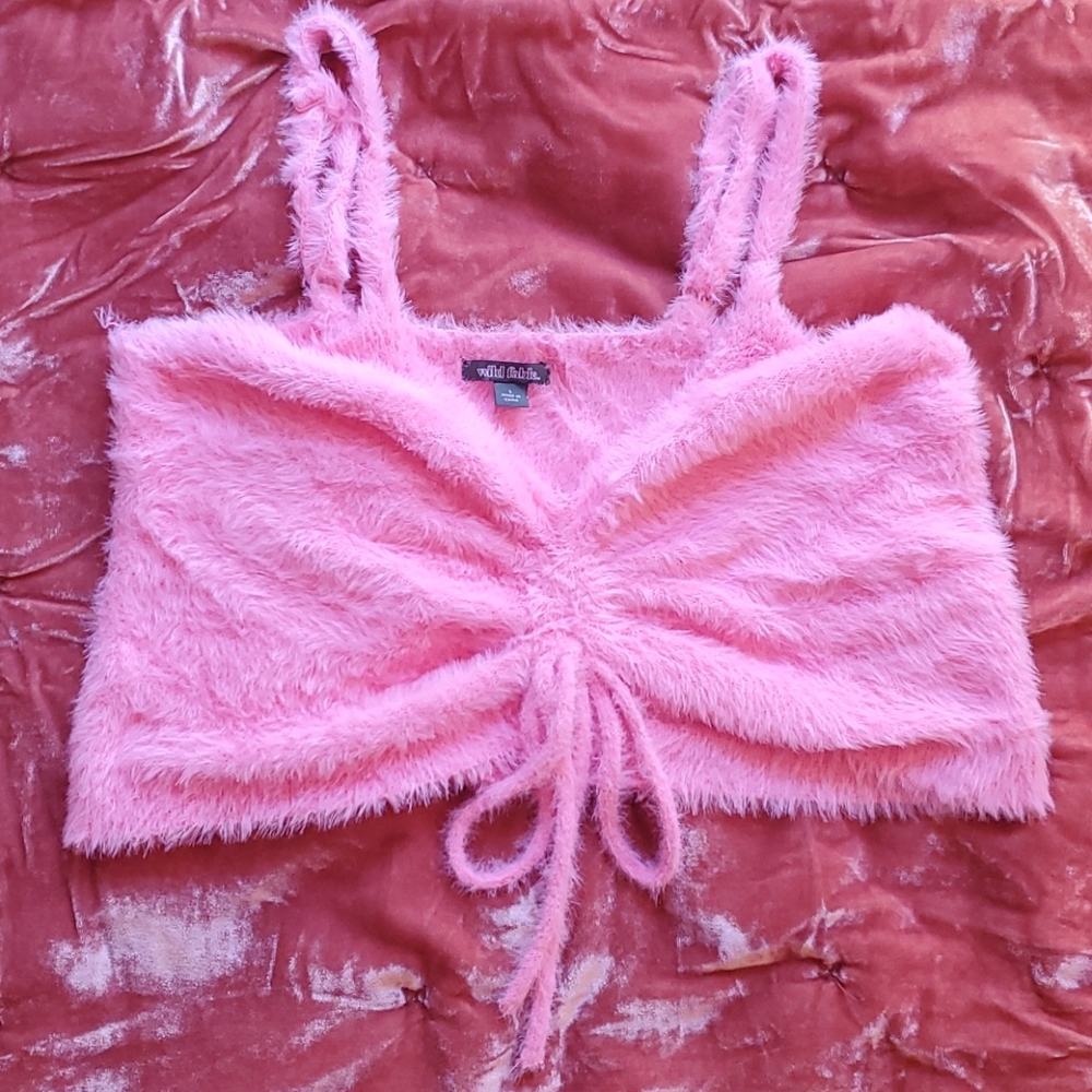 Super Cute Fuzzy Pink Crop Top